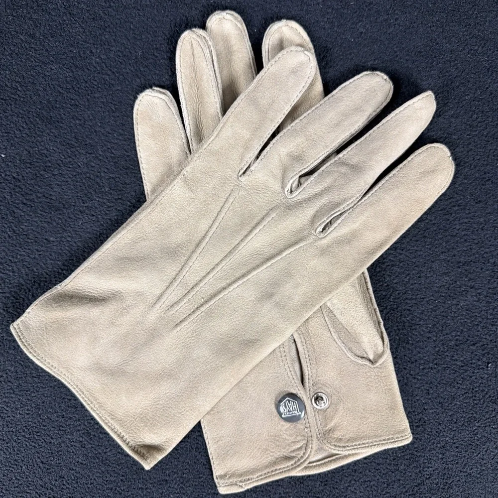 VTG Daniel Hays Leather Button Snap Silhouette Unlined Driving Gloves 10.5 L/XL